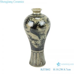 RZTB02 Antique blue and white freehand flower and bird pattern small vase