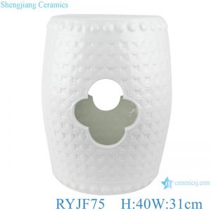 RYJF75 White carved design hollow porcelain stool drum stool