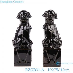 RZGB31-A Color glazed black poodle pair porcelain decoration