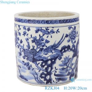 RZKJ04 Blue and white porcelain pen holder flower pattern