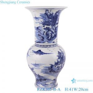 RZKJ05-A Blue and white landscape design vases decoration display