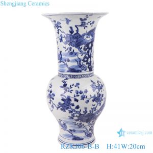 RZKJ05-B Blue and white flower&birds design vases decoration display