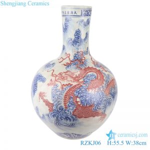 RZKJ06 Blue and white dragon design vases decoration display
