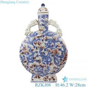 RZKJ08 Blue and white Chinese style antique court wine pot with lid