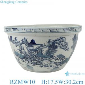 RZMW10 Blue and white landscape pattern bowl & flowerpot