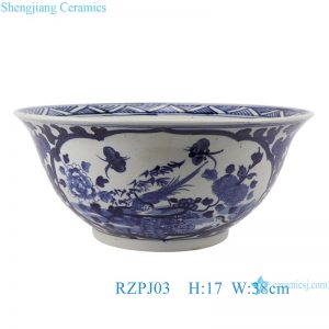 RZPJ03 Blue and white flower and bird design porcelain bowl