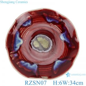 RZSN07 Lang red glaze kiln variable glaze blue shaped lotus leaf porcelain plate