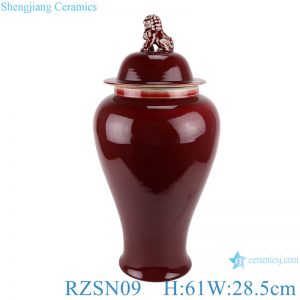 RZSN09 Ginger jar with lion head lid and lang red glaze