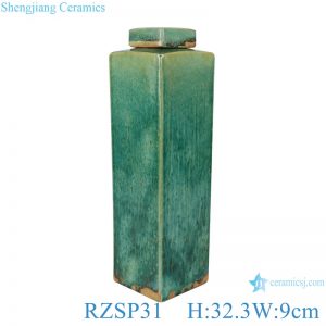 RZSP31Handmade Color glaze kiln variable glaze green square porcelain pots