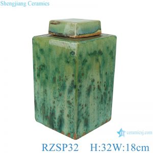 RZSP32 Color glaze kiln variable glaze green square porcelain pot