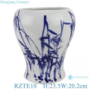 RZTE10 Hand-painted blue and white bamboo design shaped vases