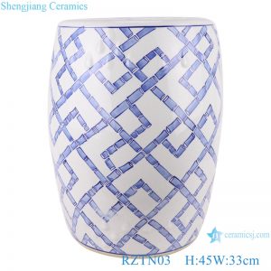 RZTN03 Blue and white Geometric pattern Ceramic Garden Drum stool Home seat