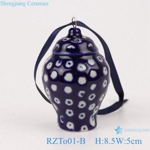 RZTo01-B Blue&white ice plum white dot small porcelain general jar pendant