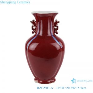 RZGY03-A Color glaze red fish tail shape vase with two ears