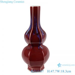 RZGY07 Color glaze kiln red hexagon gourd shape vase