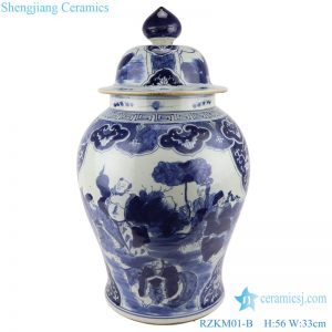 RZKM01-B Blue and white handmade general pot of figure design