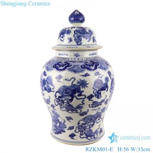 RZKM01-E Blue and white handmade general pot of dragon design
