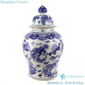 RZKM01-E Blue and white handmade general pot of dragon design