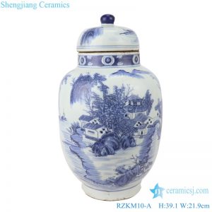 RZKM10-A Blue&white porcelain landscape design ginger jars