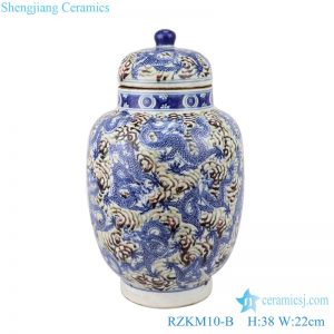 RZKM10-B Blue&white porcelain dragon design ginger jars