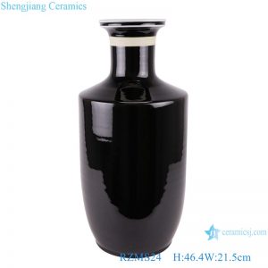 RZMS24 Shiny Black Glazed Solid color White stick Bottle Ceramic Vase