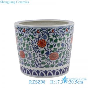 RZSZ08 Colorful Twinning Leaf Flower Pattern Porcelain Pen Holder Table Container