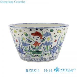 RZSZ11 Antique Water weeds Fish Flower Design Colorful Ceramic Large Bowl