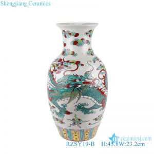 RZSY19-B Porcelain Famille rose Colorful Dragon Vase Ceramic fish bottle Table Decoration