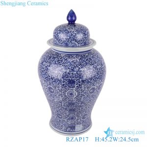 RZAP17 Blue and White Porcelain Twisted Leaf Pattern Lidded Ginger Jars Ceramic Storage general Pot