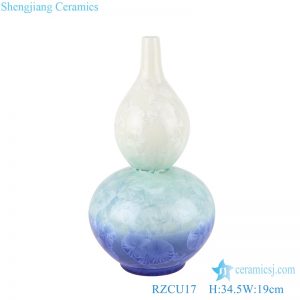 RZCU17 Kiln transform Crystal glazed Ice Crackled Ceramic gourd shape Tabletop Vase