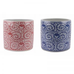 RZSI28-A/RZSI28-B Blue and White Porcelain Twisted Flower Red color Ceramic Pen Holder Storage Box