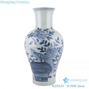 RZSX54 Blue and white Porcelain Bird and Flower Design Animal Caragana  Porcelain Tabletop Vase