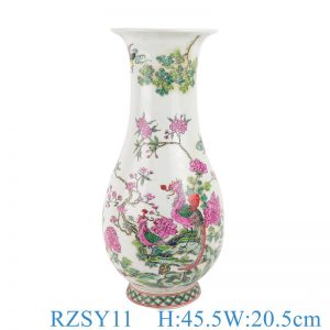RZSY11 beautiful antique famille rose phoenix peony flowers and birds pattern porcelain vase