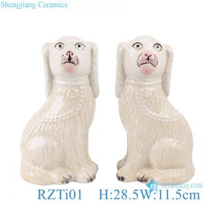 RZTi01 Color glaze white dog ceramic squatting dog sculpture