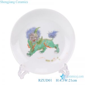 RZUD01 Green brave troops Ceramic Decorative White glazed Plate