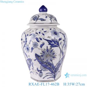 RXAE-FL17-462B  Blue and white flower hexagonal jar general