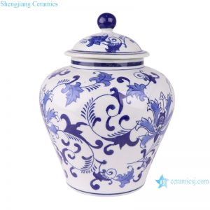 RXAE-FL19-144 Blue and white flower general jar general altar