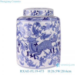 RXAE-FL19-473 Blue and white happy word grain general pot general altar