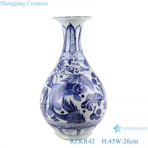 RZKR42 Chinese antique yuan dynasty Pear-Shaped Yuhuchun vase