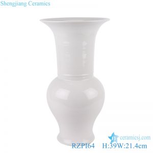 RZPI64 white color glaze pure white ceramic mushroom shape vase huagu vase