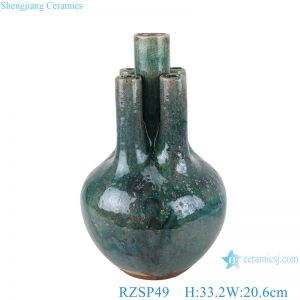 RZSP49 crackle kiln green glaze five - mouth tulip globe shape porcelain vase