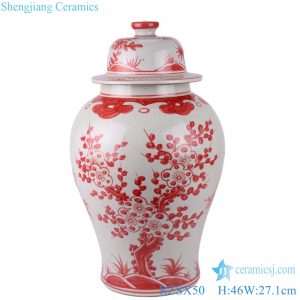 RZSX50 Hand-painted Fanhong Alum red pine bamboo plum ceramic ginger jar