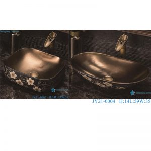 JY21-0003-0004 Jingdezhen gold color with flower pattern ceramic wash basin