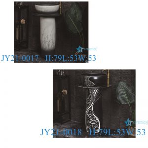 JY21-0017-0018 Jingdezhen ceramic pedestal wash sink bathroom wash basin