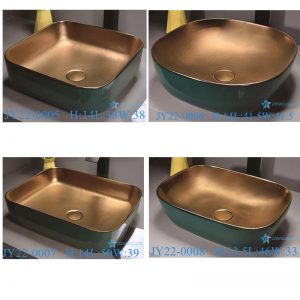 JY22-0005-0006-0007-0008 Jingdezhen ceramic green gold counter top wash sink bathroom wash basin