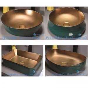 JY22-0009-0010-0011-0012 Jingdezhen ceramic green gold counter top wash sink bathroom wash basin