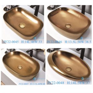 JY22-0045-0046-0047-0048 Jingdezhen ceramic gold counter top wash sink bathroom wash basin