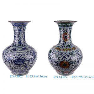 RXAH02/RXAH05 Jingdezhen Blue and white Porcelain Red Glazed Ice Crack Twsited  Flower Pattern Ceramic Vase