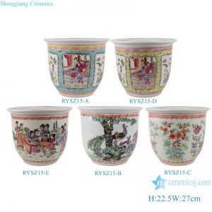 RYSZ15-A-B-C-D-E Jingdezhen hand painted famille rose porcelain planter