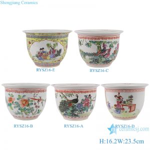 RYSZ16-A-B-C-D-E Jingdezhen hand painted famille rose porcelain planter